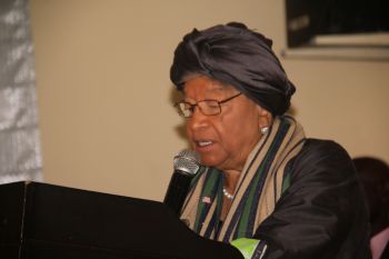 President Sirleaf addessing the ECOWAS Human Rights Day in Monrovia.